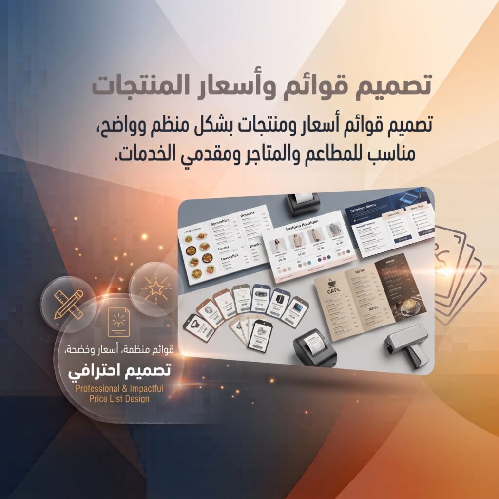 تصميم قوائم وأسعار المنتجات